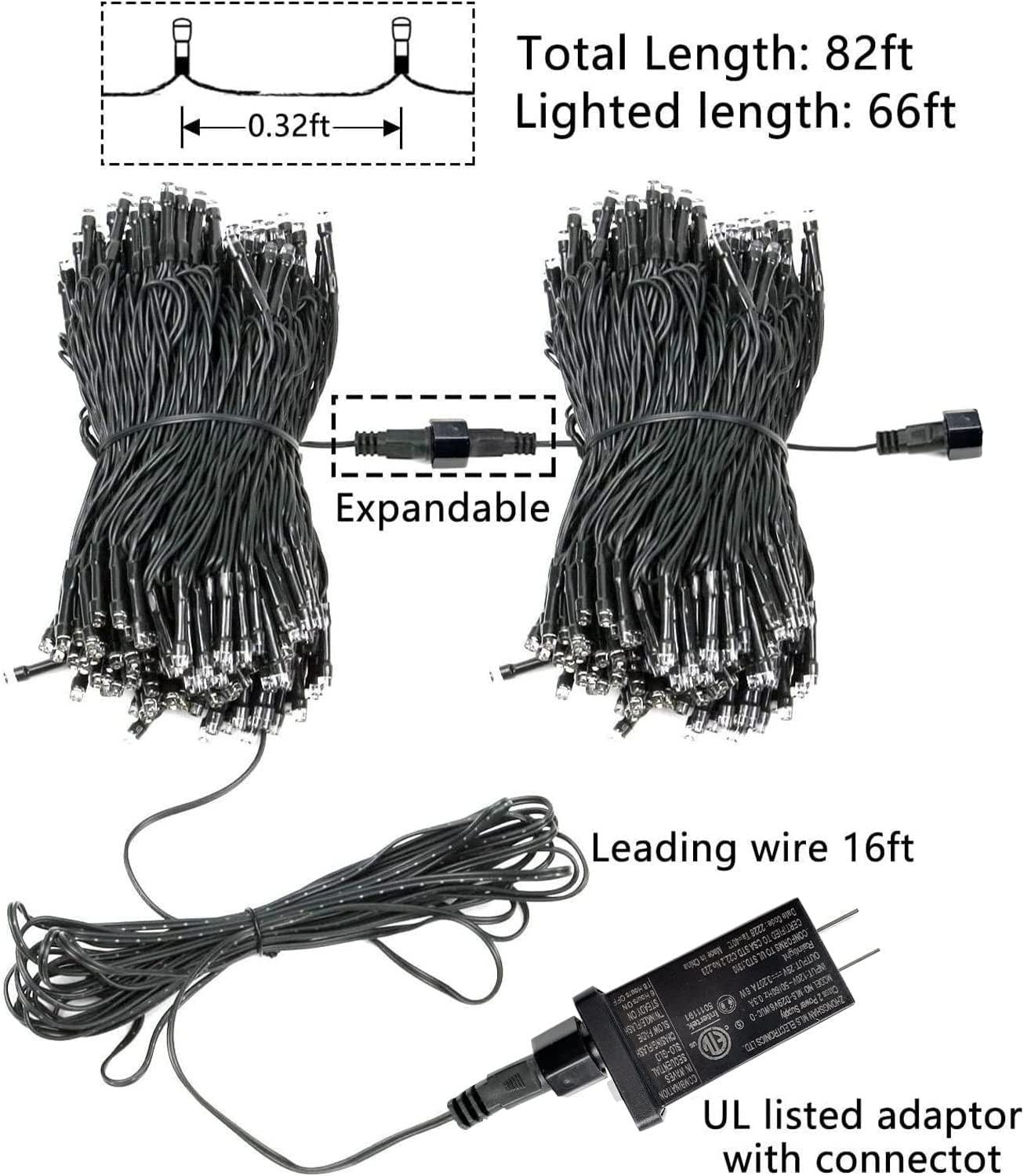 Halloween Extendable Halloween LED Lights, 82FT, 200 lights 