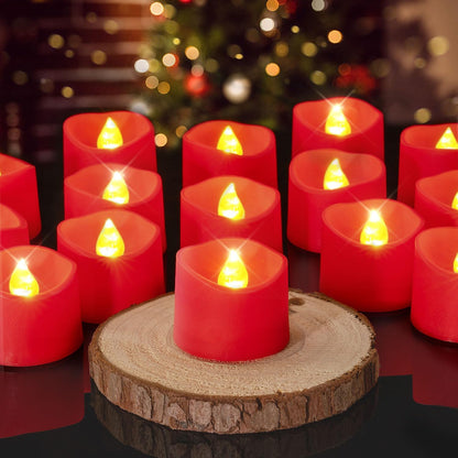 Halloween Red Lights Candles, 24-Pack, Battery Operated, 200+Hour Flameless Flickering 