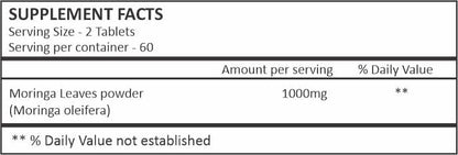 Moringa Leaf | Pure Powder in a Tablet | 120 Count,1000 Mg
