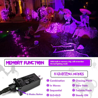 Halloween LED lights, Purple Extra Long(66FT) 200 LED Halloween Lights 