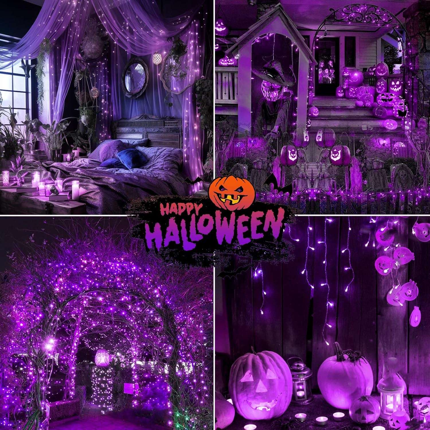 Halloween LED lights, Purple Extra Long(66FT) 200 LED Halloween Lights 