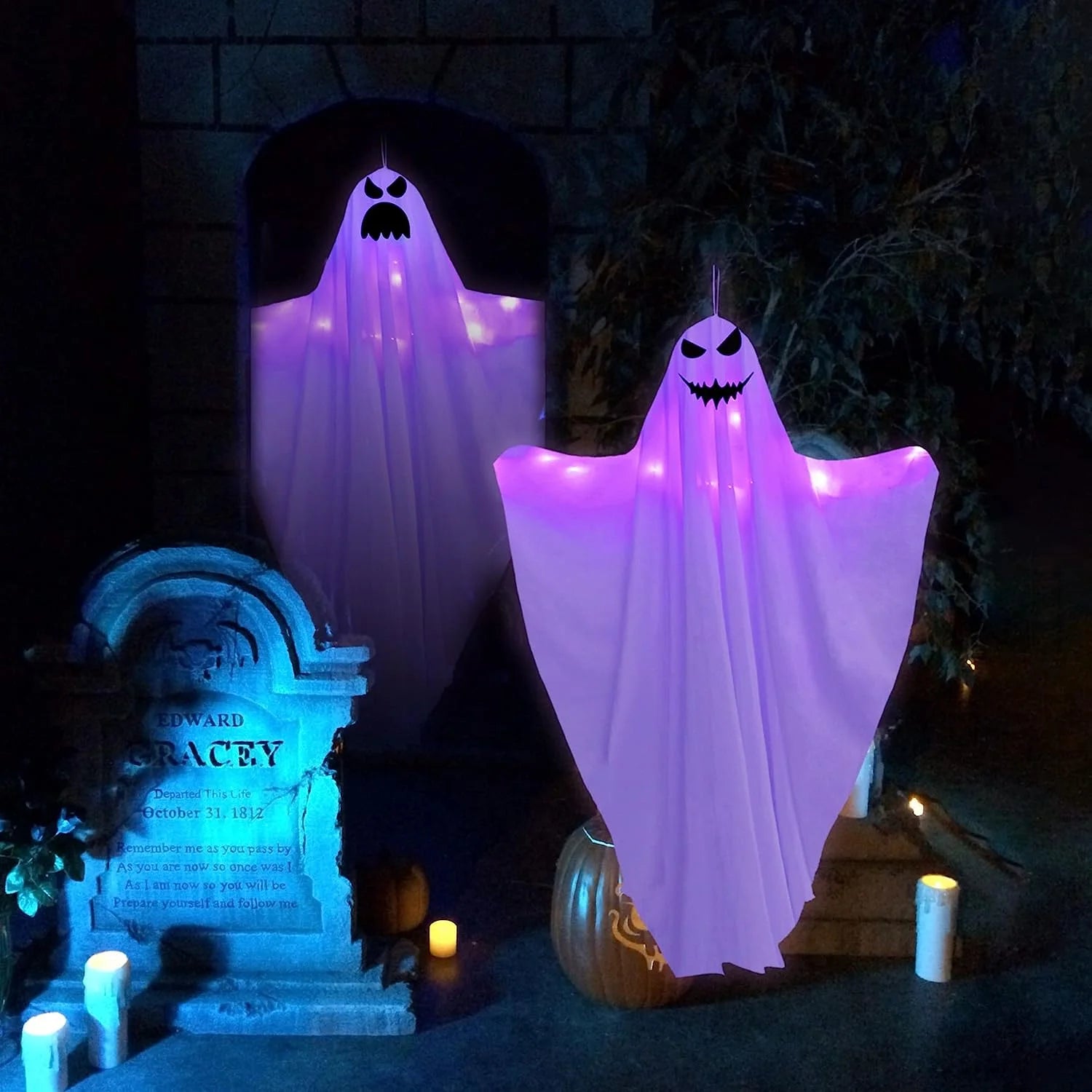 Halloween 2 Pack 50 Inch Ghost Outdoor LED Light 