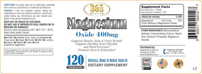 Magnesium 400Mg [High Potency] Supplement – Magnesium Oxide for Immune Support, Muscle Recovery, Leg Cramps and Relaxation 120 Tablets-Usa Made