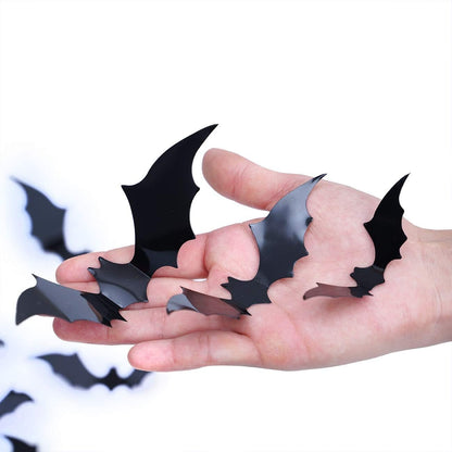 Halloween Bats Wall Decor,120 Pcs 3D 