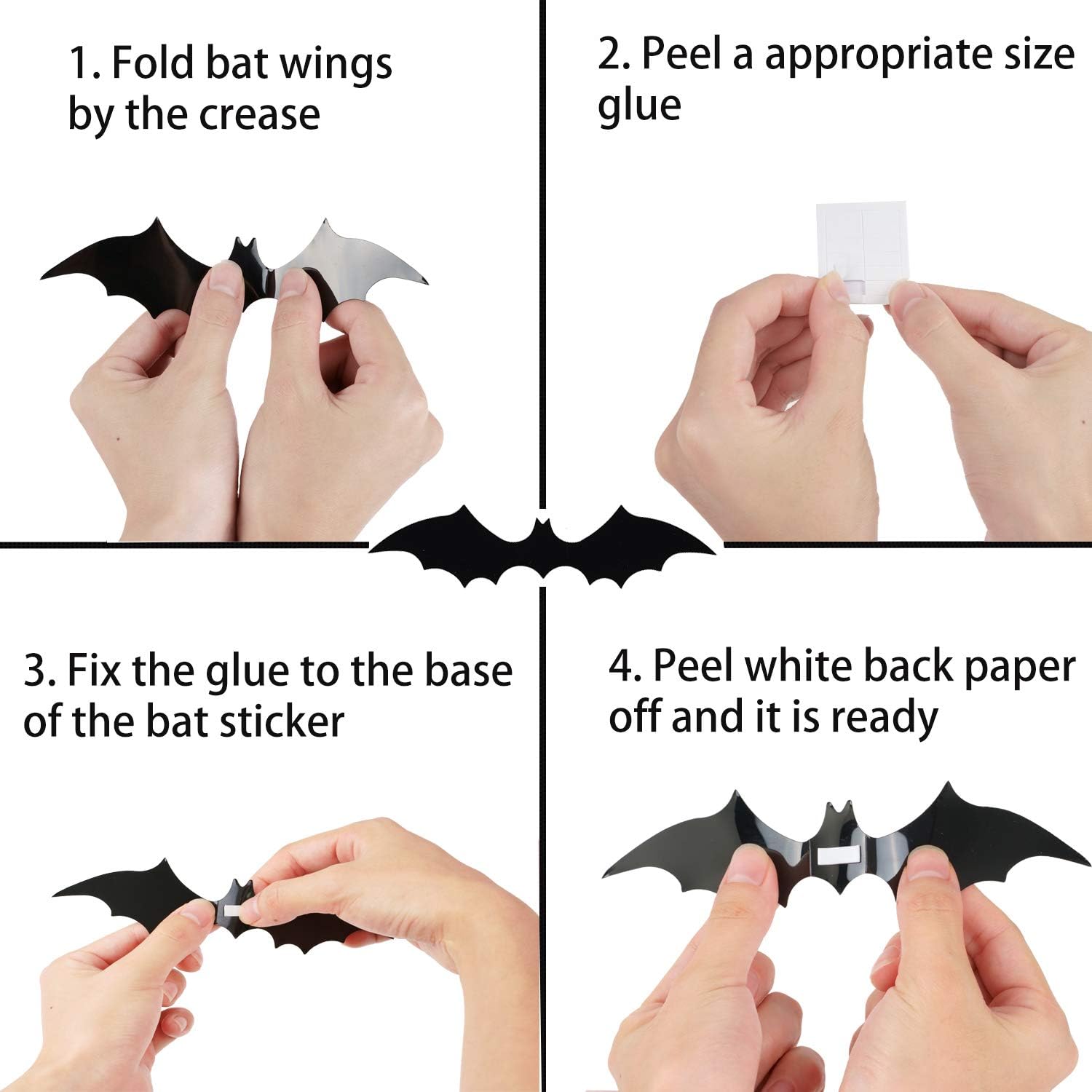 Halloween Bats Wall Decor,120 Pcs 3D 