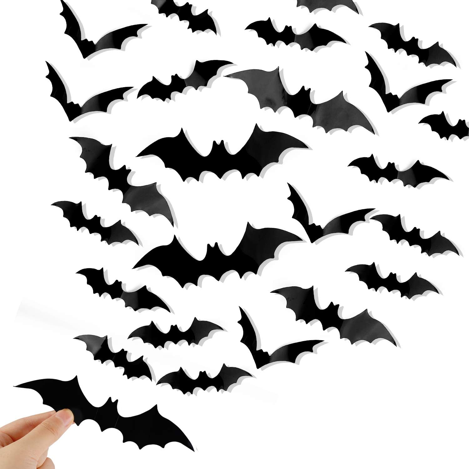 Halloween Bats Wall Decor,120 Pcs 3D 