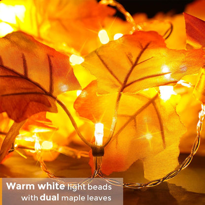 Halloween & Fall Decor [2 Pack] Lighted Garland, Total 16.4Ft 40 LED 