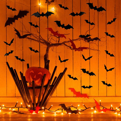 Halloween Bats Wall Decor,120 Pcs 3D 