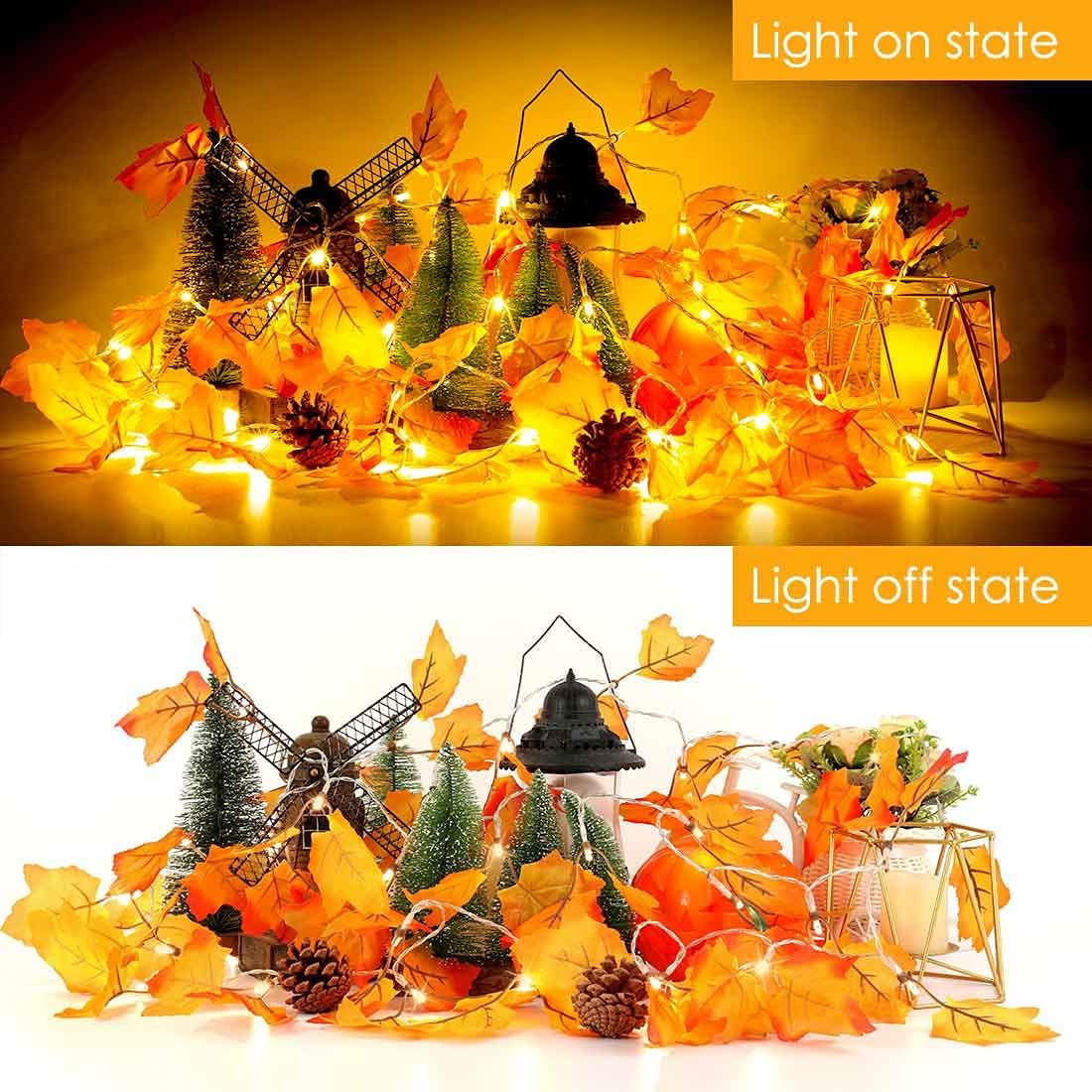 Halloween & Fall Decor [2 Pack] Lighted Garland, Total 16.4Ft 40 LED 