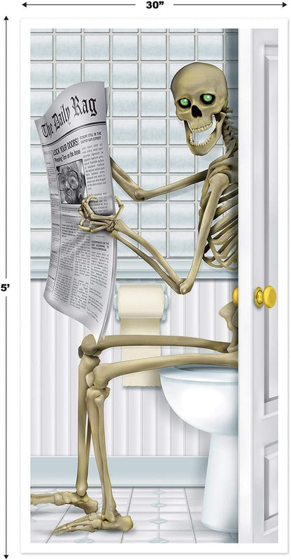 Halloween Skeleton Restroom Door Cover Party Accessory