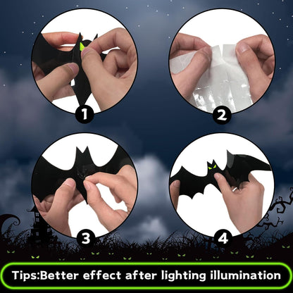 Halloween Bats Decorations Spooky 3D Bats with glowy eyes