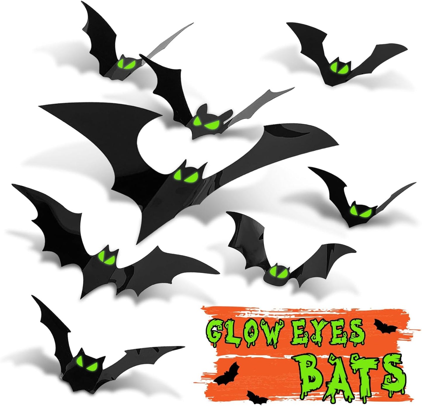 Halloween Bats Decorations Spooky 3D Bats with glowy eyes