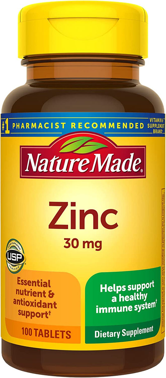 T Zinc 30 Mg, Dietary Supplement for Immune Health and Antioxidant Support, 100 Tablets, 100 Day Supply