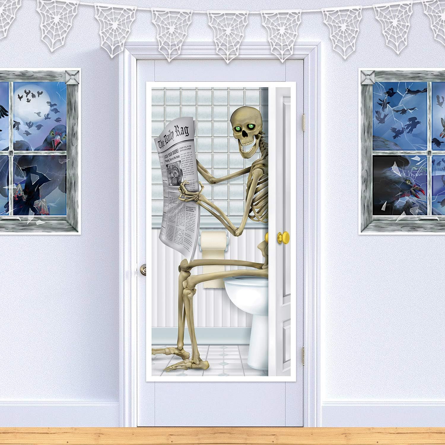 Halloween Skeleton Restroom Door Cover Party Accessory