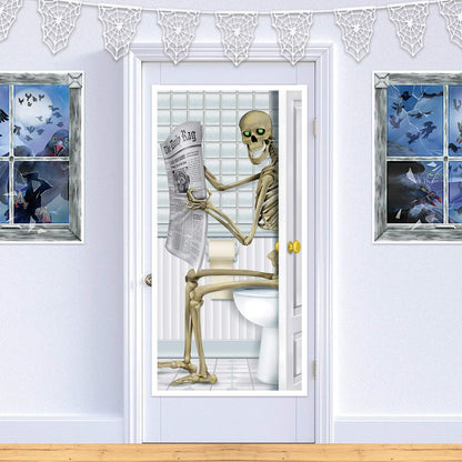 Halloween Skeleton Restroom Door Cover Party Accessory