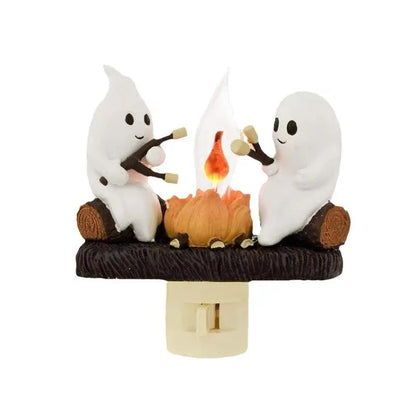 Halloween Bonfire Flickering Night Light 3D LED Small Electric Simulation Bonfire Star Night Light Plug-In Ghost Lights