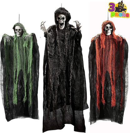  Halloween Hanging Grim Reapers 3 Pack - One 47” and Two 35” 