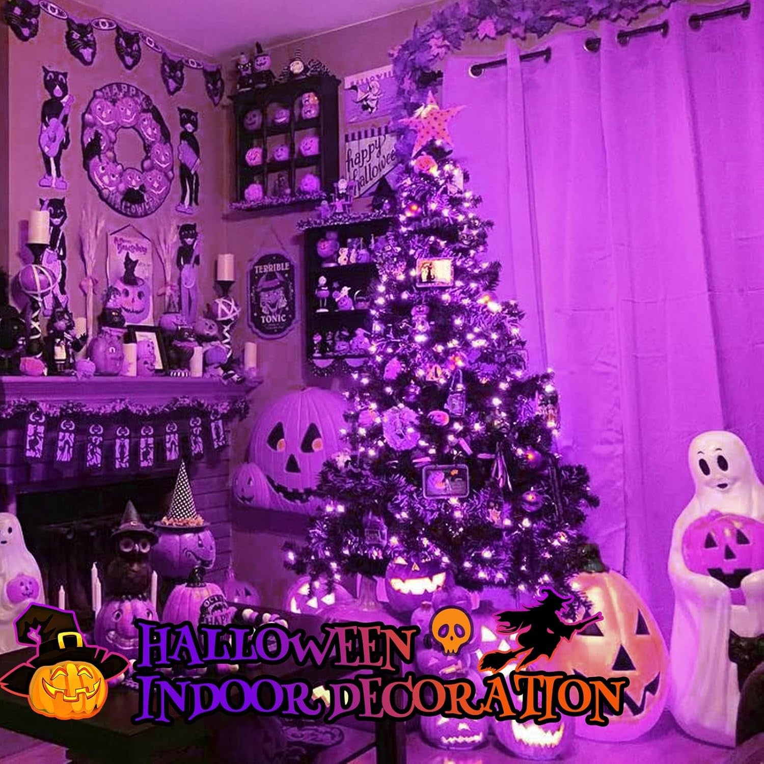 Halloween LED lights, Purple Extra Long(66FT) 200 LED Halloween Lights 