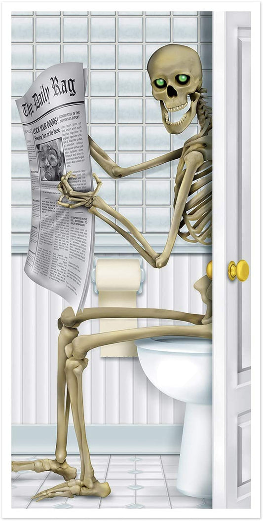 Halloween Skeleton Restroom Door Cover Party Accessory